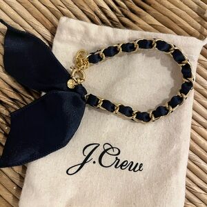 J. Crew Gold and Navy Ribbon Chain Bracelet- NWOT
